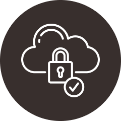 Icon of cloud with lock and checkmark