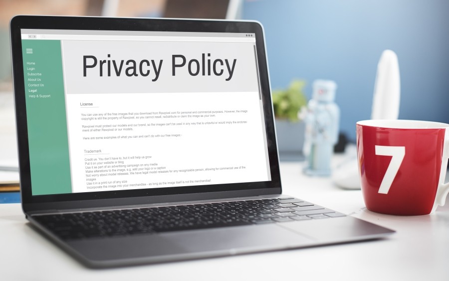 Image of computer with a Privacy Policy on the screen