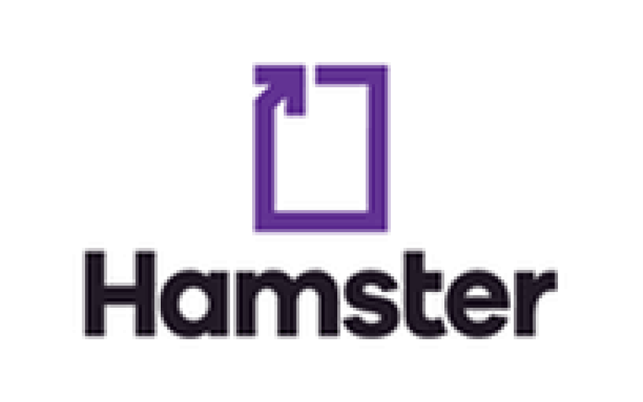 Hamster logo purple square and back markings