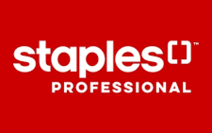 Staples Professional Inc logo with red background and white marking